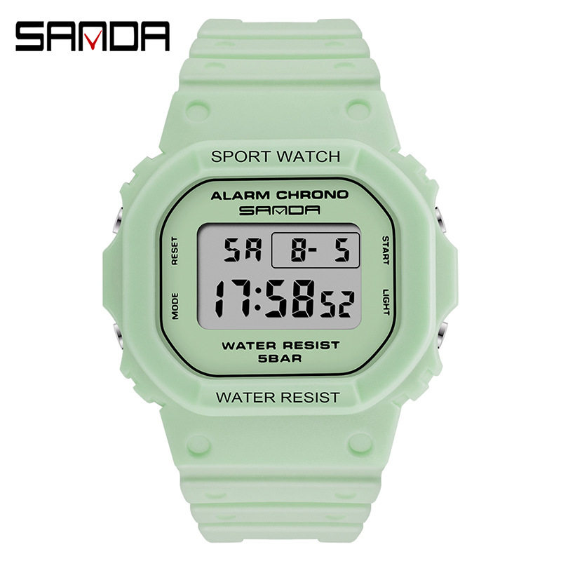 三达小清新方形多功能运动手表时尚简约创意男女腕表学生男女士潮