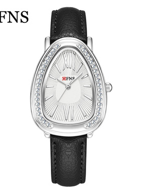 Ofns蛇头女表轻奢学生百搭水滴形奢华镶钻腕表女士高级感皮带手表