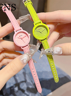 OFNS简约女表防水小巧轻薄儿童防水手表ins女款彩虹马卡龙石英表
