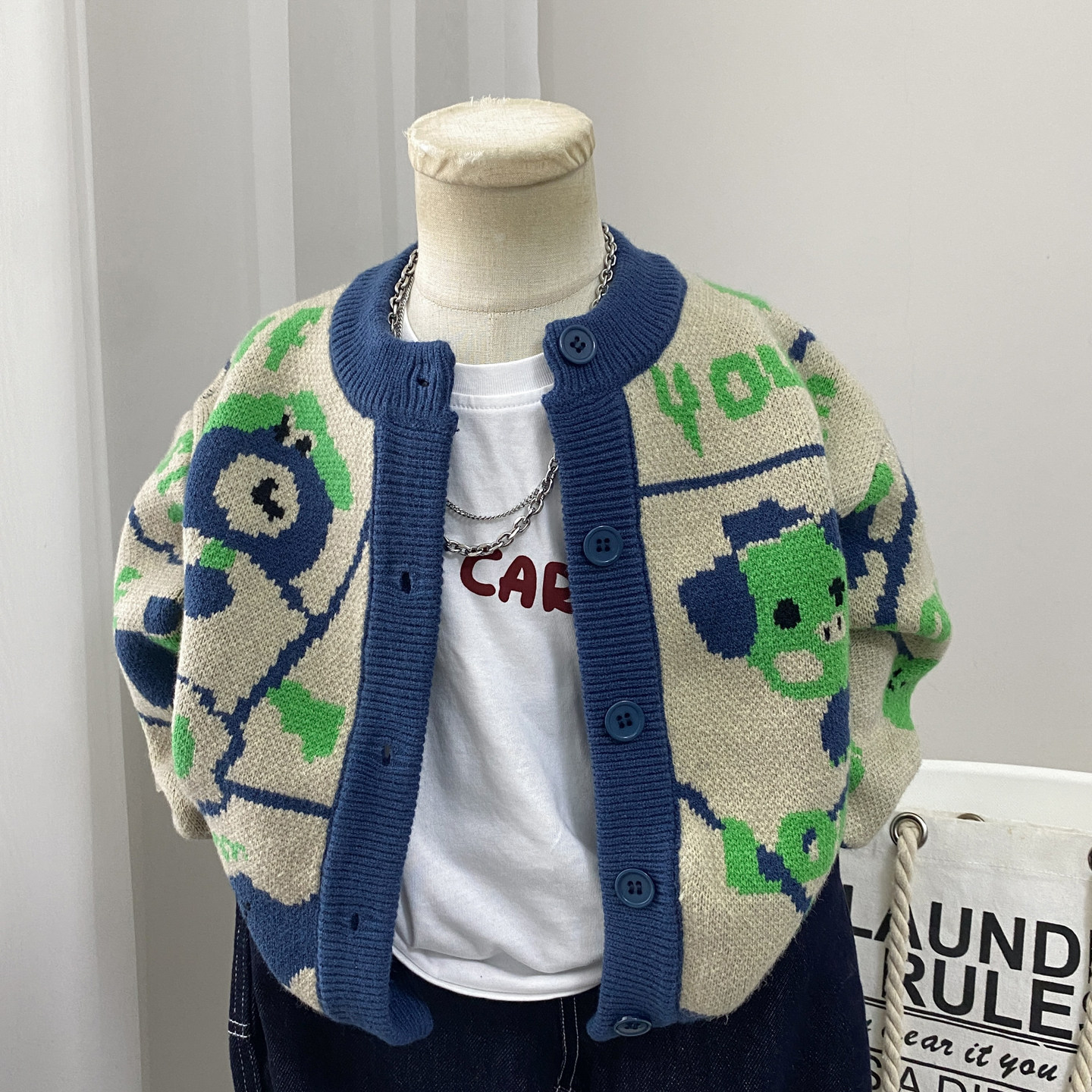 男童毛衣外套秋冬2026新款儿童开衫针织衫加厚圆领中童小童洋气潮