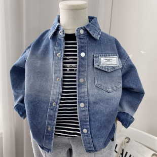 男童软牛仔外套春秋款2026新款儿童潮衣痞帅炸街洋气韩版男孩衬衫