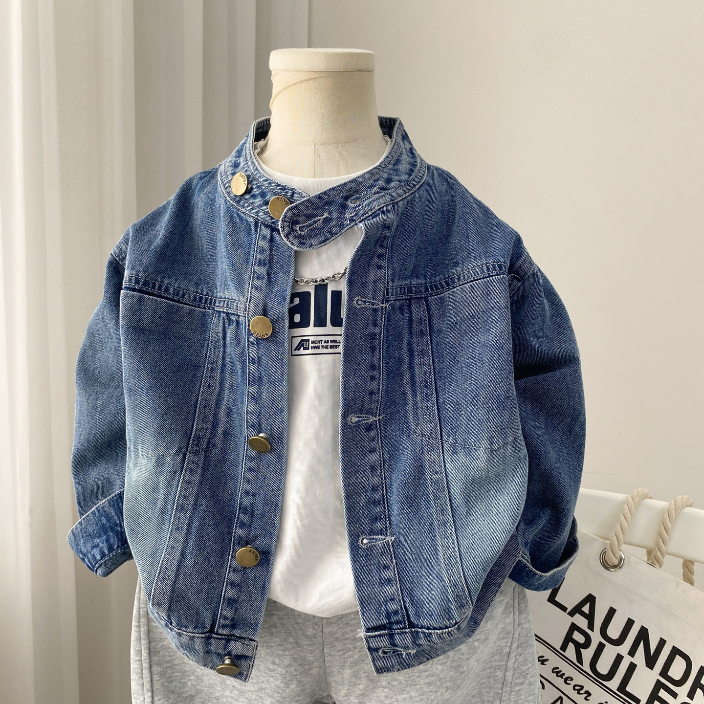 男童牛仔外套春秋2026新款男孩夹克韩版圆领春装儿童中童小童早春