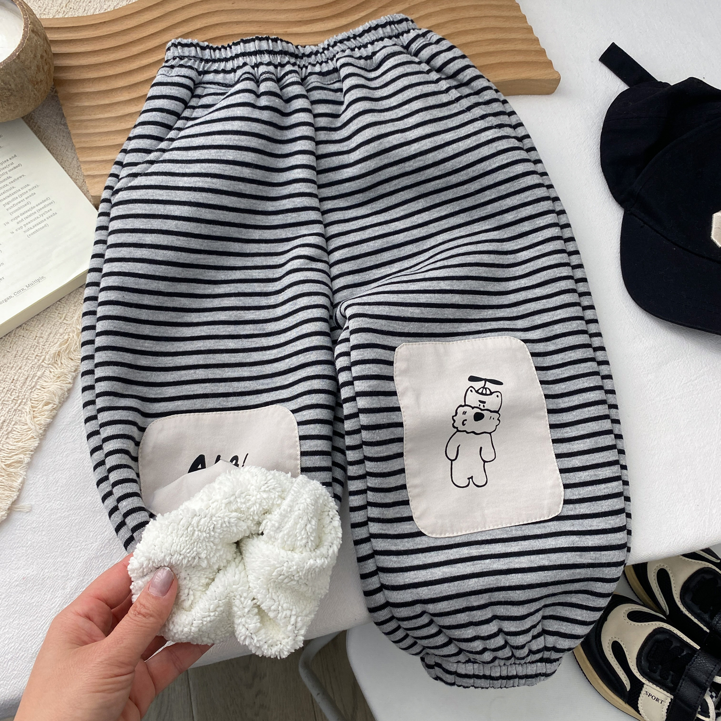 加厚绒一体绒羊驼绒男童卫裤百搭