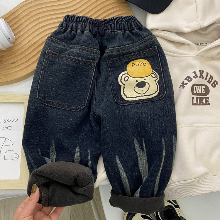男童加绒柔软牛仔裤冬款儿童裤子一体绒冬季弹力潮痞帅风中童小童,童装/婴儿装/亲子装,裤子,淘宝优惠券,粉丝福利购,淘宝优惠卷