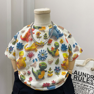 男童t恤短袖纯棉儿童上衣夏季半袖宝宝中小童男孩夏装可爱透气潮