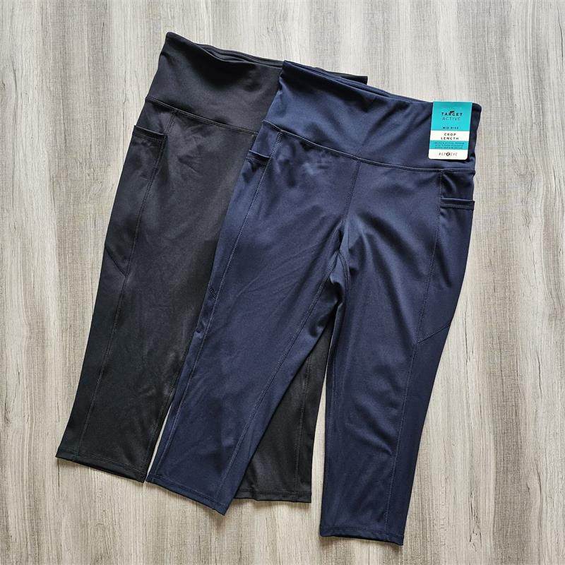 外贸原单女裤速干弹力透气健身瑜伽裤户外跑步专业训练七分八分裤