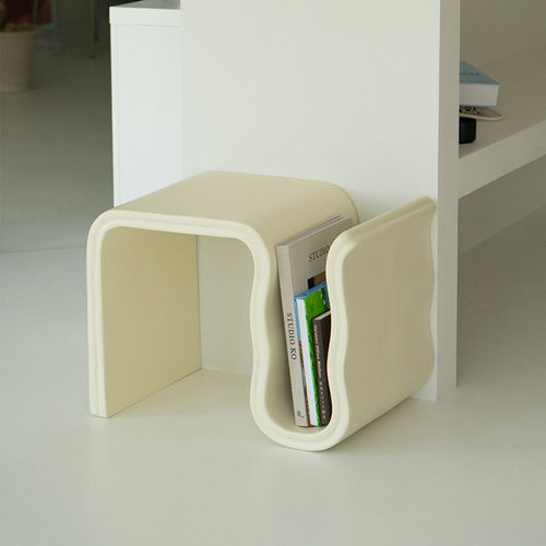 现代侘寂风奶油色波浪边几