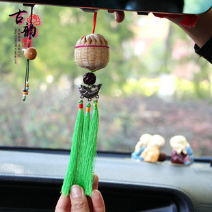 特色云南民族风手共竹编风铃香包挂饰汽车后视镜装饰响铃挂饰礼物