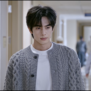 骄阳似我赖伟明林屿森宋威龙同款 绞花肌理毛衣男秋冬圆领针织开衫