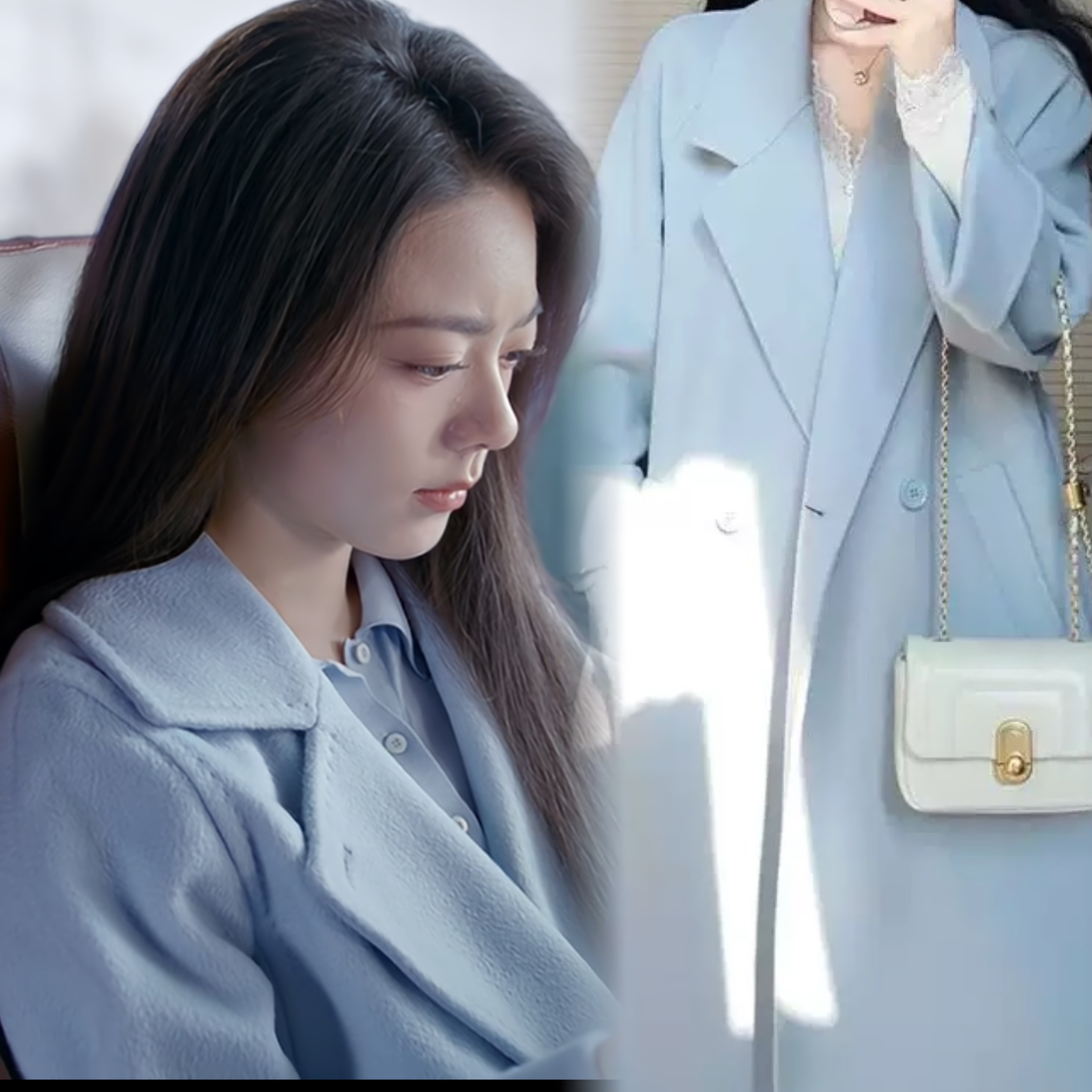 骄阳似我聂曦光赵今麦同款蓝色呢子大衣女秋冬小个子中长毛呢外套,女装/女士精品,大码呢大衣,淘宝优惠券,粉丝福利购,淘宝优惠卷