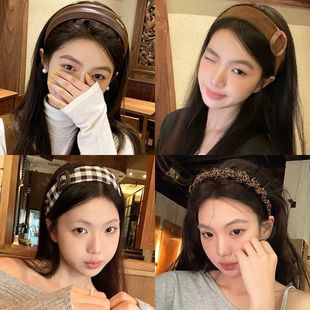 突然的喜欢林欢儿王玉雯同款宽边豹纹发箍女感轻奢洗脸头箍发饰女