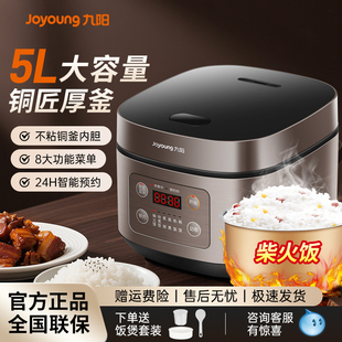 九阳电饭煲5L大容量铜匠厚釜柴火饭家用多功能电饭锅24H智能预约
