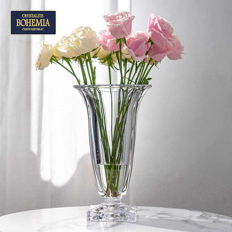 捷克原装进口BOHEMIA 水晶玻璃花瓶 简约家装台面摆件 水培插花瓶