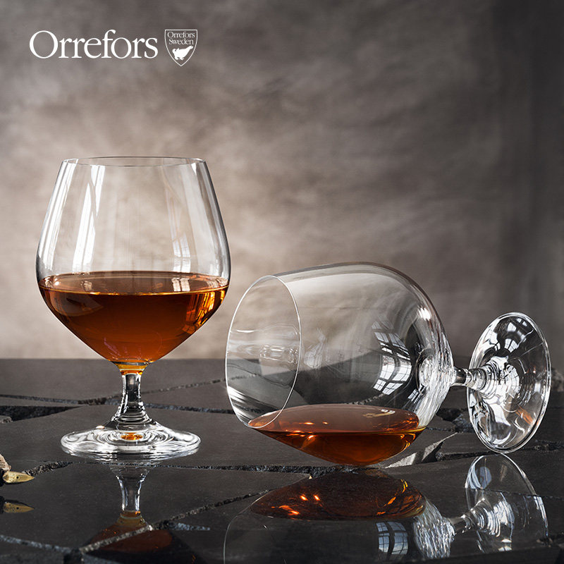 orrefors 进口水晶玻璃白兰地杯 高档家用xo洋酒杯干邑杯4只套装