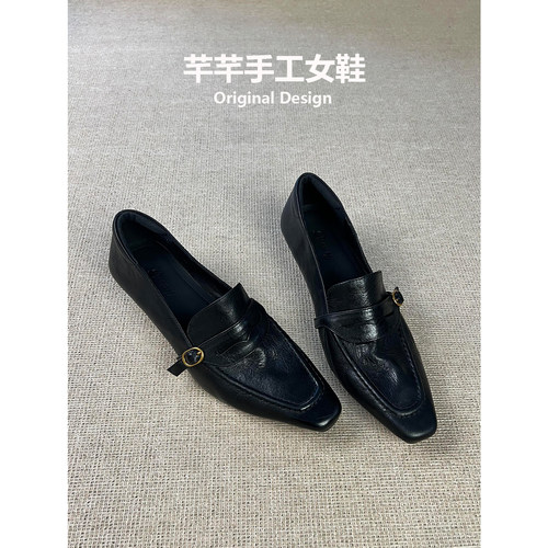 英伦风复古乐福鞋女黑色小皮鞋女