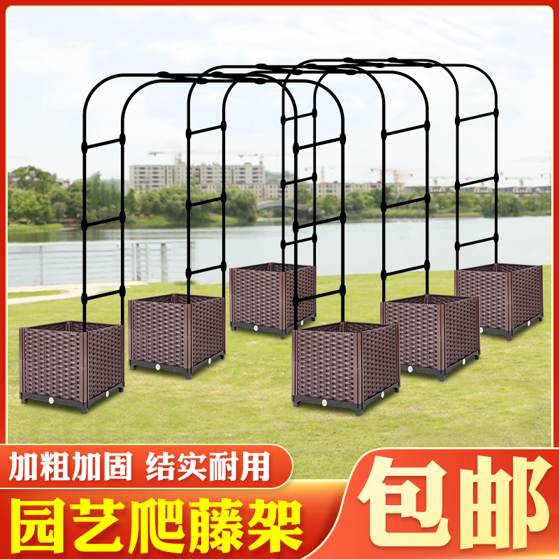 阳台园艺拱门爬藤架拱形温室骨架黄瓜藤葡萄铁线莲架种植架种植箱