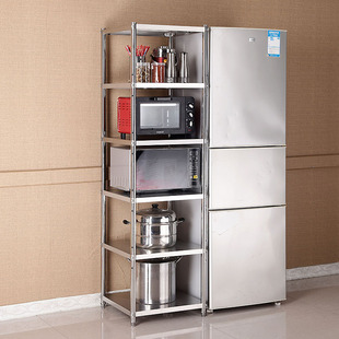 不锈钢置物架厨房落地储物层架宽3040夹缝架微波炉架多层收纳锅架