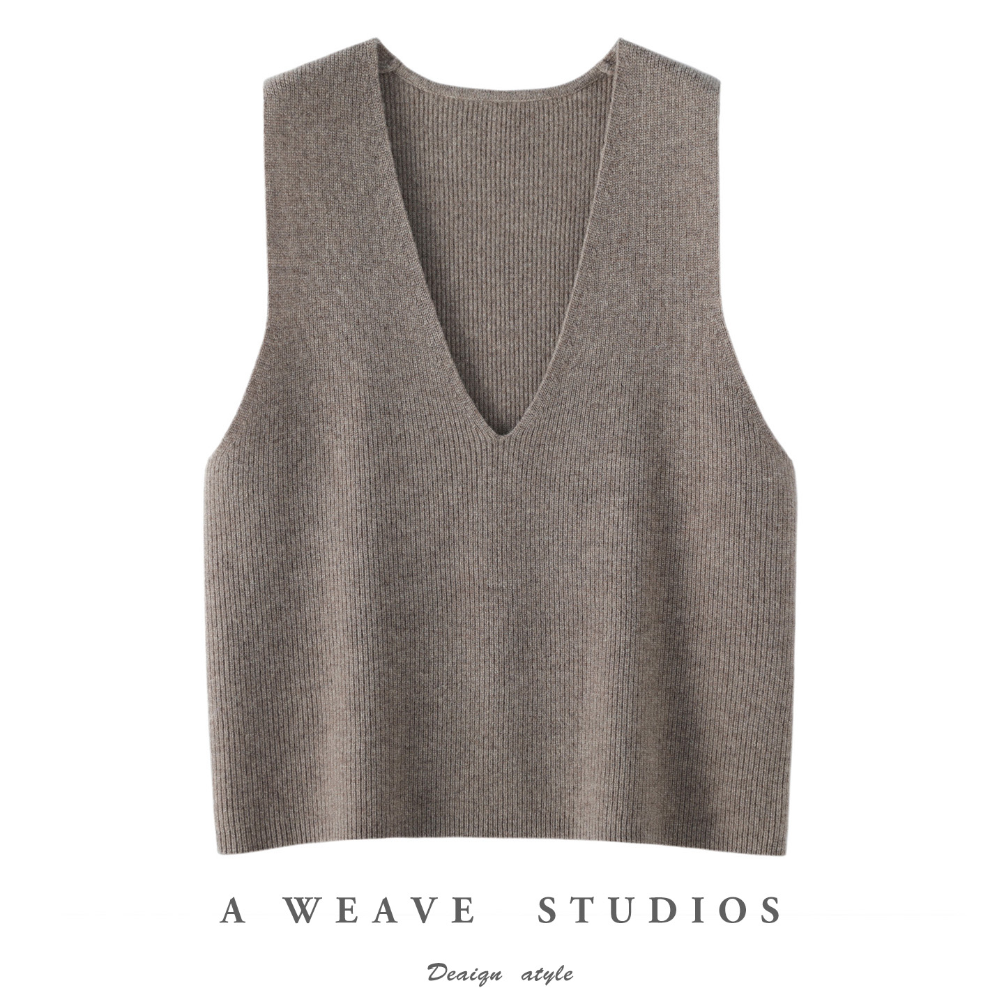 纯羊毛坎肩洋气大V领针织马甲女款2025新款春秋叠穿纯色毛衣背心