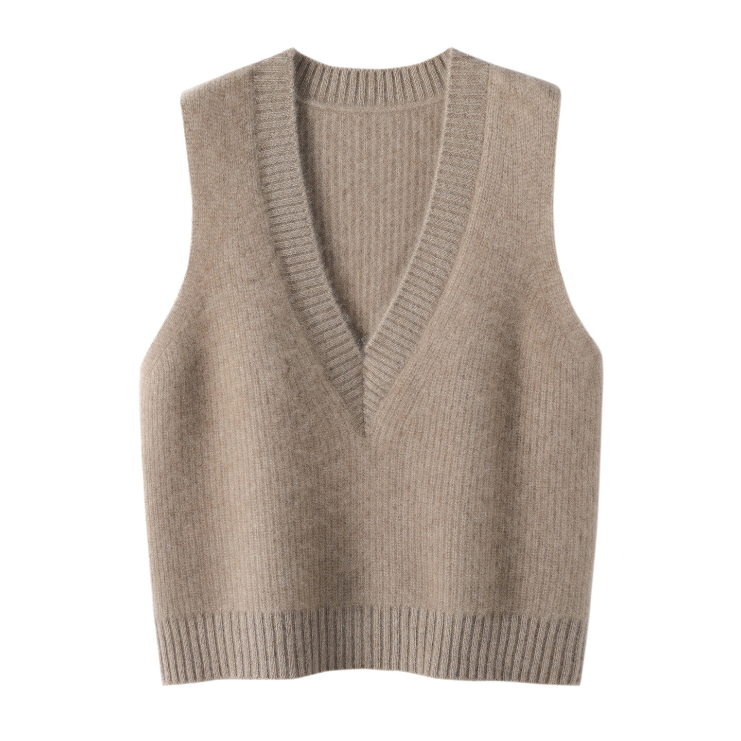 100纯羊毛坎肩大V领针织马甲女秋冬2025新款外搭叠穿宽松毛衣背心