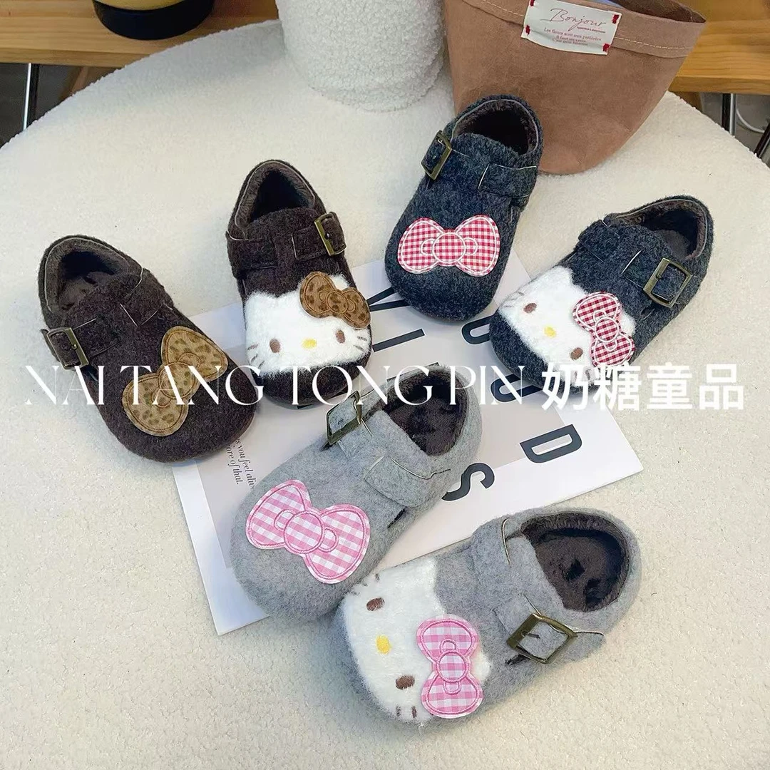 韩版儿童棉鞋2025冬季新款女童KT猫保暖勃肯鞋百搭防滑毛呢豆豆鞋,童鞋/婴儿鞋/亲子鞋,棉鞋,淘宝优惠券,粉丝福利购,淘宝优惠卷