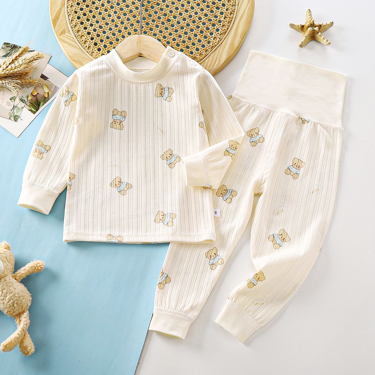 儿童婴儿内衣春秋套装男童女童宝宝秋衣秋裤睡衣高腰保暖纯棉衣服