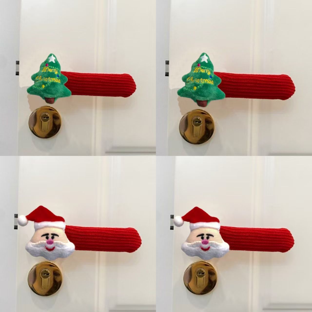圣诞主题门把手防静电门把手保护套卧室防撞儿童房间手套圣诞装饰