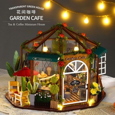 智趣屋diy小屋蔷薇庭园茶屋咖啡手工制作房子模型玩具送生日礼