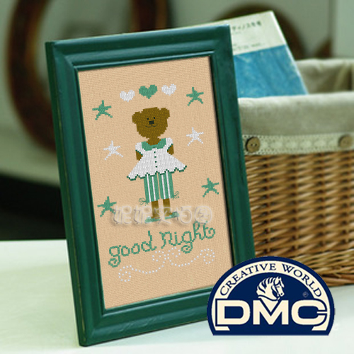 妮妮手工法国DMC十字绣diy刺绣材料包goodnight儿童婴儿房装饰画图片