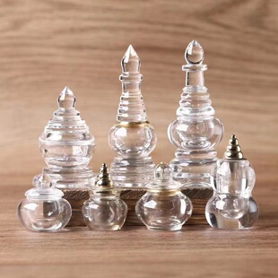 纯天然白水晶舍利塔舍利罐佛塔带证书纯手工供奉摆件小号