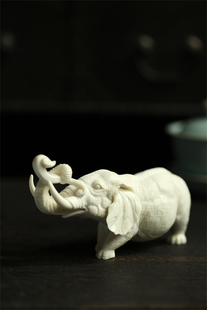 鹿角吉象如意摆件把玩件纯手工刀工精确雕刻文玩收藏工艺品送礼