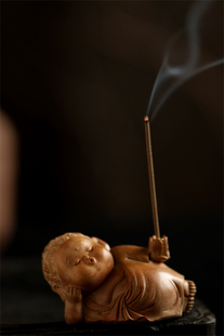 印度迈索尔老山檀香卧佛线香香插整料雕刻制香道香具文玩收藏送礼