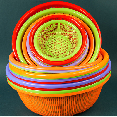 多尺寸大小号塑料沥水篮子圆形家用厨房洗蔬菜盆漏网箩筐小孔胶筛