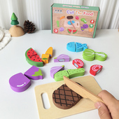 儿童水果精细动作训练蔬菜切切乐过家家玩具木质仿真食物生日礼物