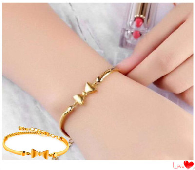 越南沙金手链女款 镀24K黄金3D硬金凯蒂猫蝴蝶结沙金手链带延长链