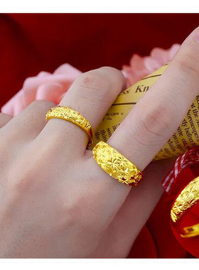 泰国时尚风复古活扣不掉色金戒指