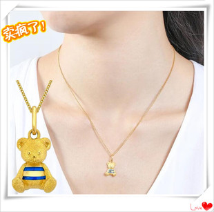 越南沙金项链  镀24K黄金女士时尚Partyfun可爱小熊吊坠盒子项链