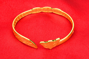 越南沙金手镯  镀24K黄金女士防小三狐狸开口手环 仿真金首饰