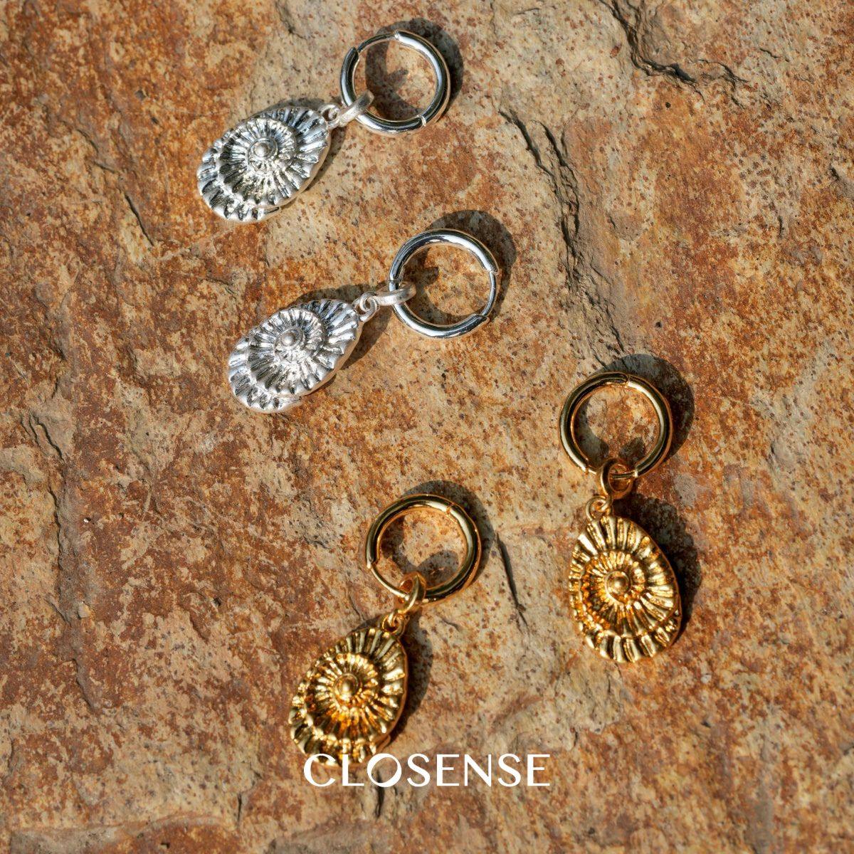 螺化石纹理耳环金银复古小尺寸