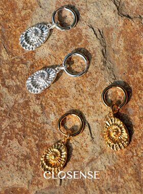 CLOSENSE『远古印记』系列原创设计螺化石纹理耳环金银复古小尺寸