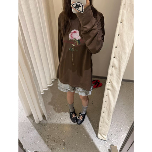 LEMO CHAN-26夏上新夏日梦防晒玫瑰花朵印花时尚长袖T恤