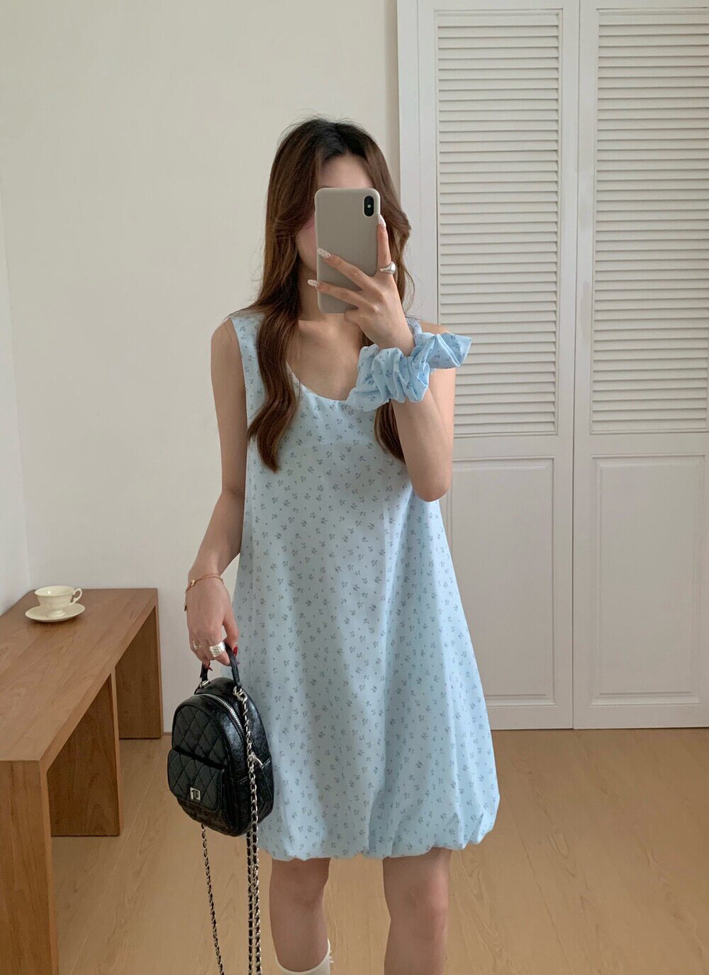 丹麦紫风铃*碎花甜美花苞连衣裙(配发圈)