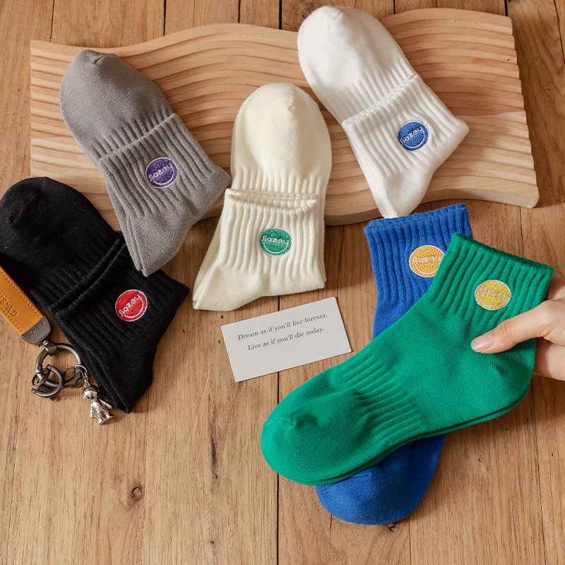 刺绣短袜角写吸汗防臭日系男女