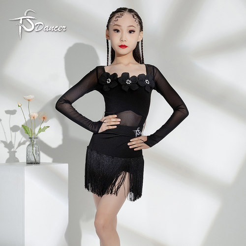 流苏显瘦拉丁舞拼纱天生舞者