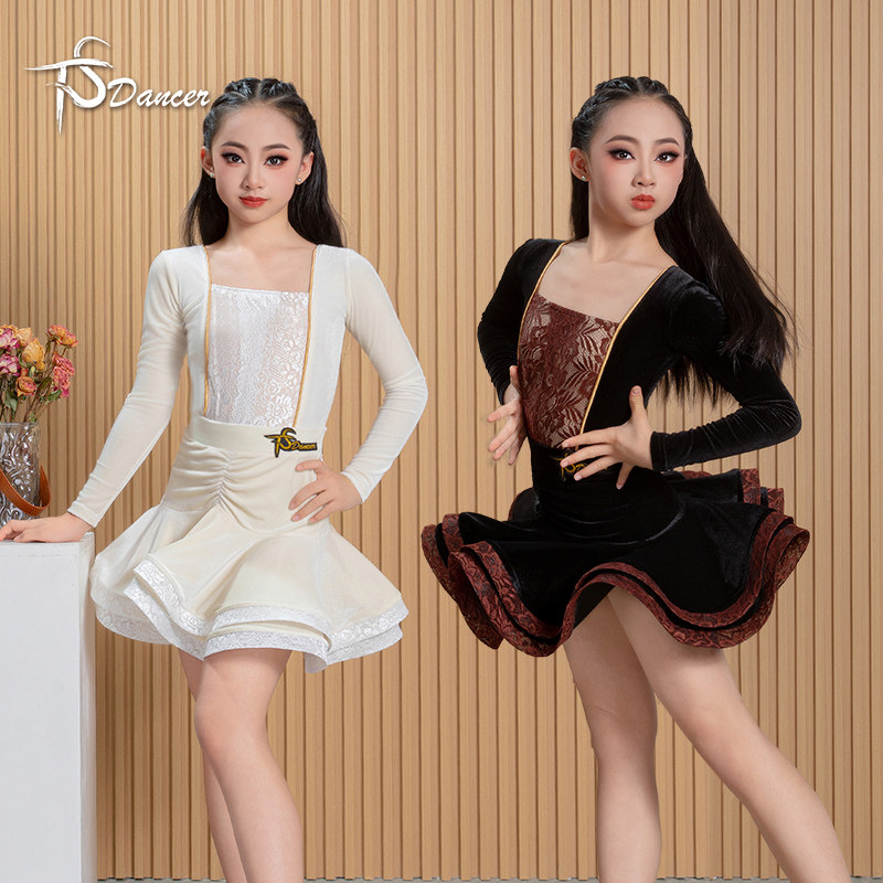 天生舞者南法公主拉丁舞服少儿练功服网纱拼接分体舞蹈服演出比赛