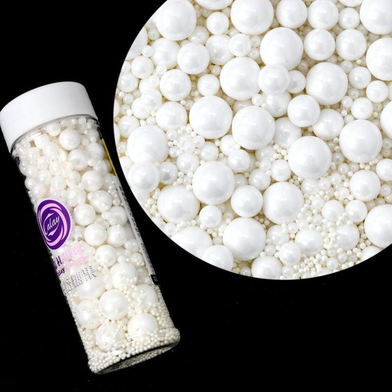 包邮嘉礼珍珠糖豆白色糖珠糖豆蛋糕甜甜圈装饰白珠子烘焙糖果