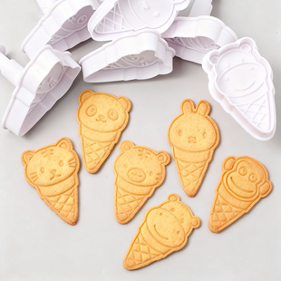 动物熊猫兔子猴子冰激凌造型塑料切模  翻糖蛋糕饼干弹簧装饰模具