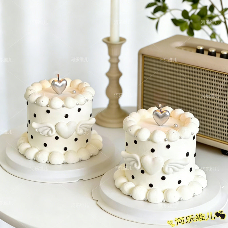 爱心翅膀简约风蛋糕 女神情人节翻糖巧克力烘焙硅胶模具