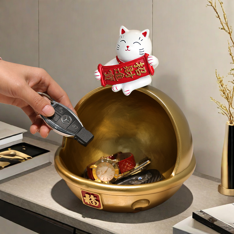 招财猫钥匙收纳摆件乔迁礼物玄关