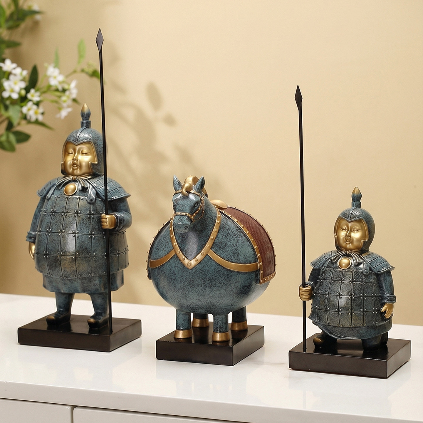 胖兵马俑摆件装饰品办公室电视酒柜文创西安纪念品客厅玄关工艺品