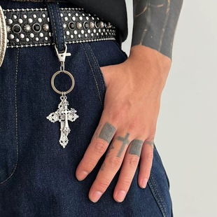 牛仔裤 裤 链腰间挂饰潮 欧美风高级感百搭工装 十字架吊坠腰链男士